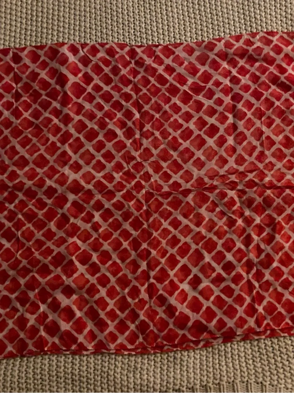 Coach Red and White Geometric Silk Scarf